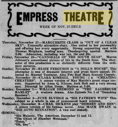 Empress Theatre - 26 NOV 1919